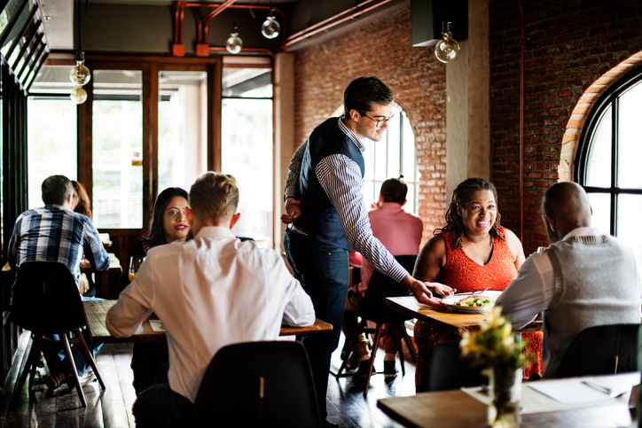 people eating at a restaruant