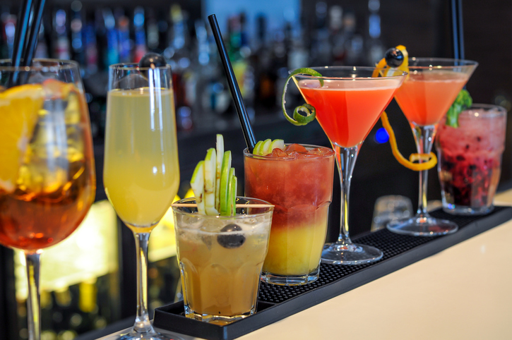 cocktail drinks on bar