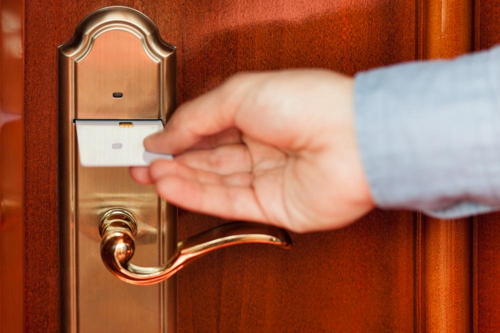 unlocking hotel room door