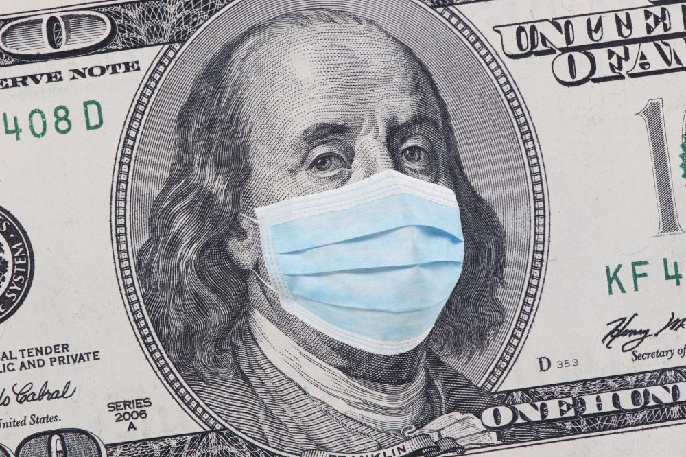 One hundred dollars banknote with facemask
