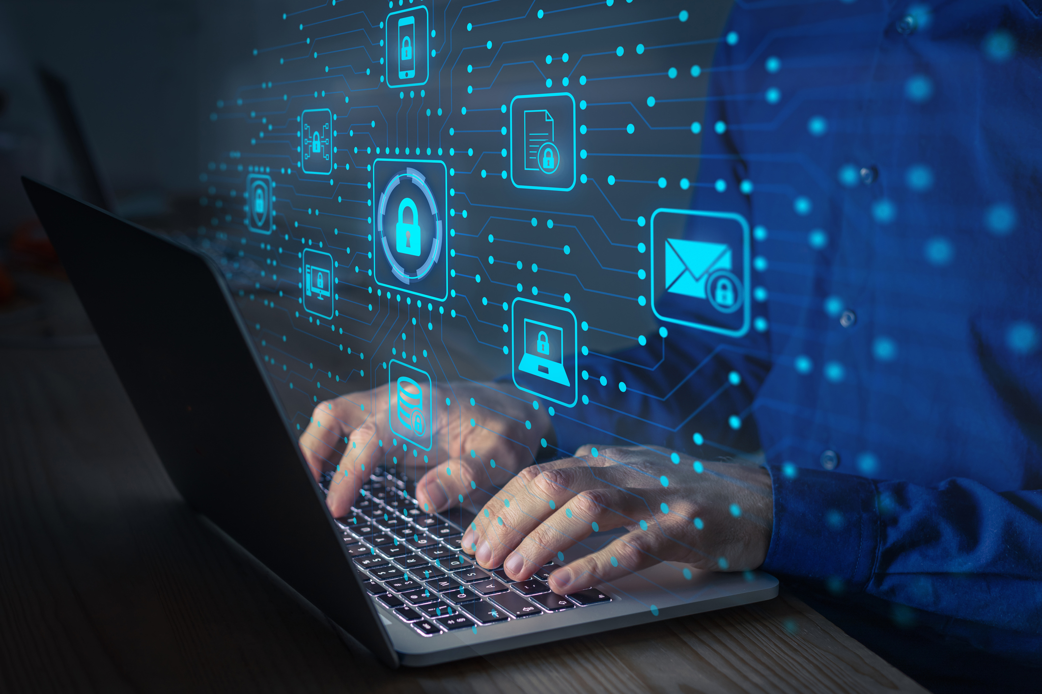 Cyber security IT engineer working on protecting network against cyberattack from hackers on internet.