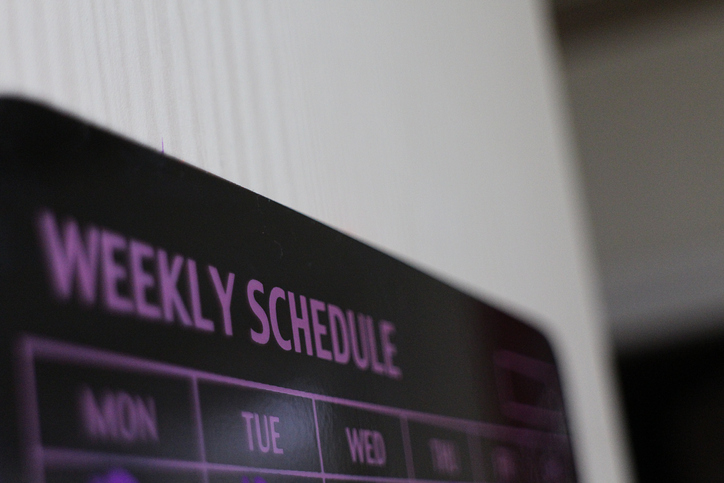 closeup of a weekly schedule