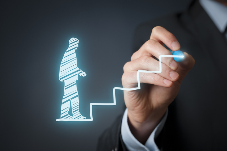 concept: person returning to work with assistance